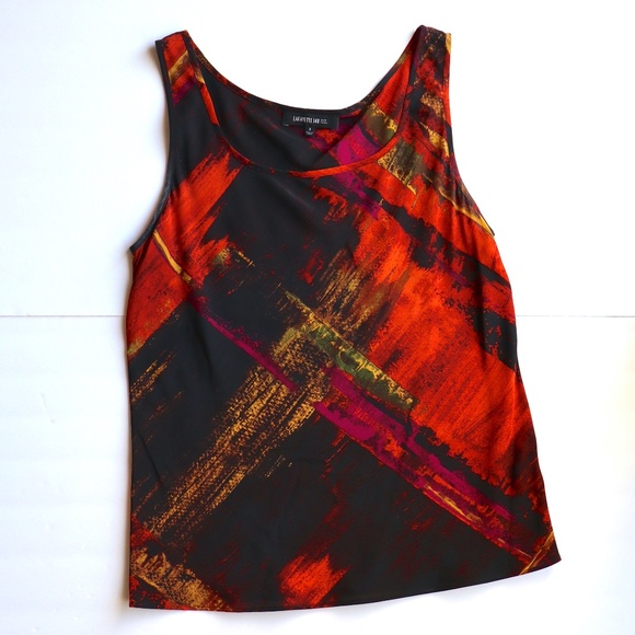 On bias sleeveless silk top in burnt ember tones - Picture 10 of 10